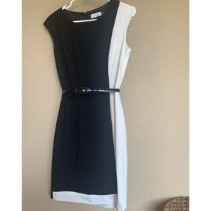 Calvin Klein Color Block Belted Dress